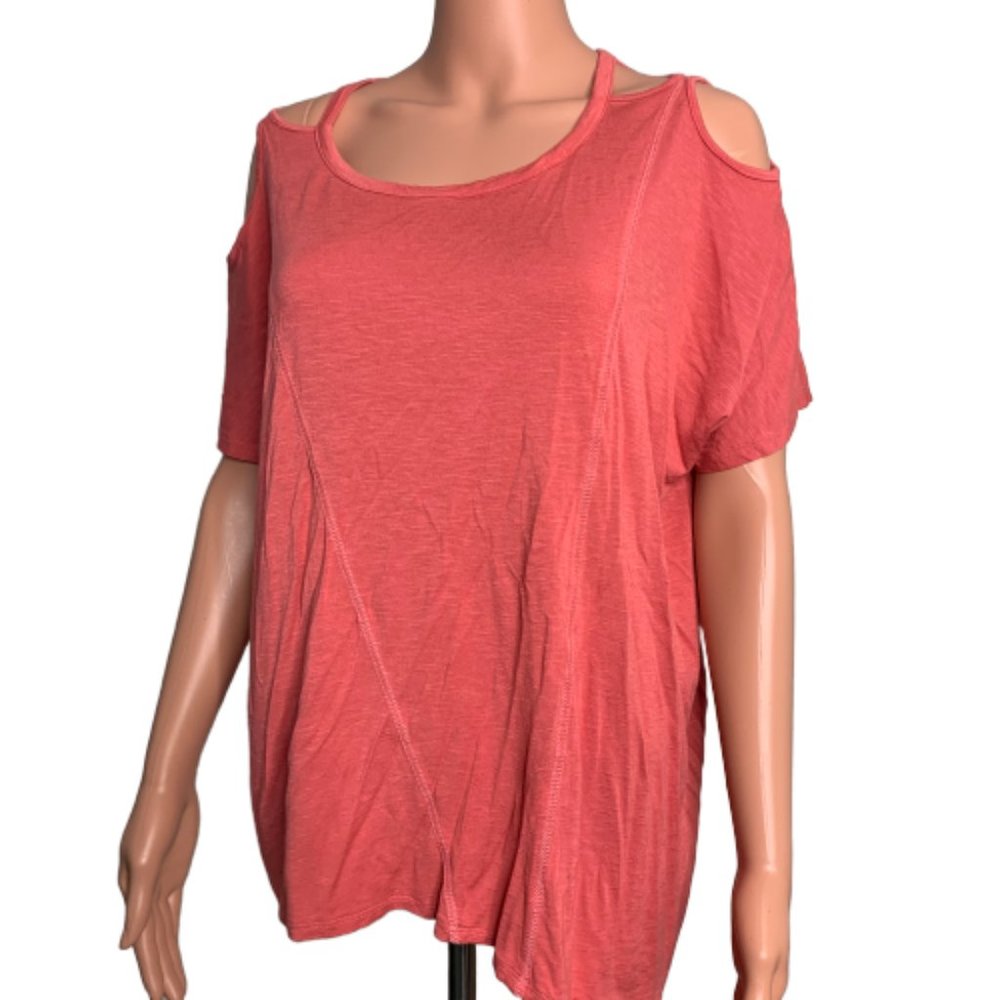 RXB Top Short Sleeve Cold Shoulder Scoop Large